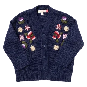 Grandpa Sweater - Navy Floral Embroidery