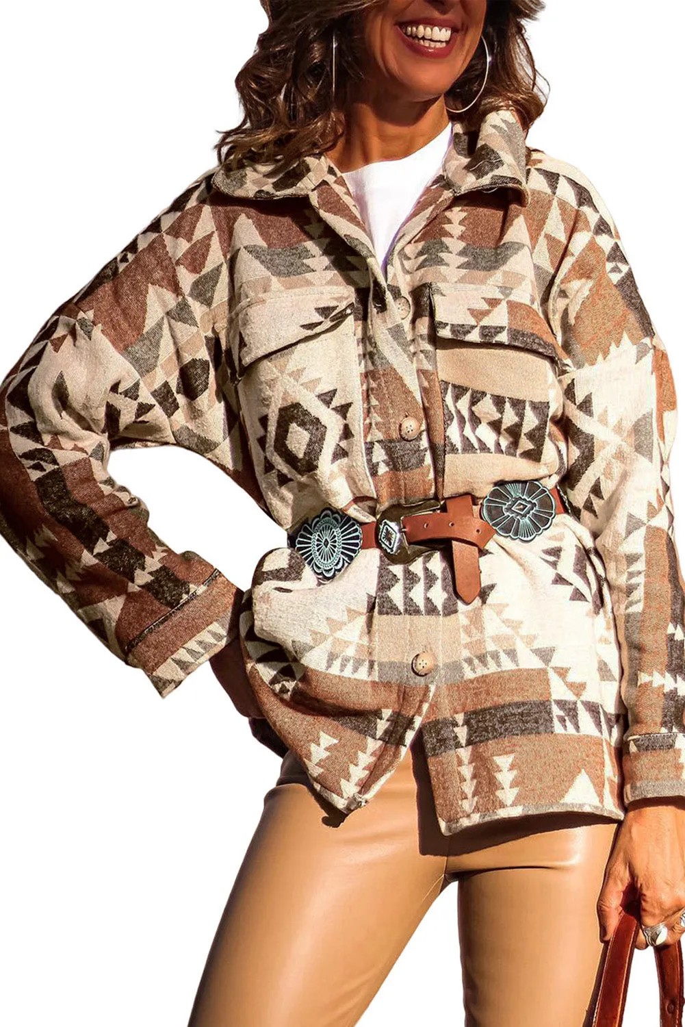 💀💎 Geometric Print Flap Pocket Jacket – Style with Some Serious Edge, Baby! 💋