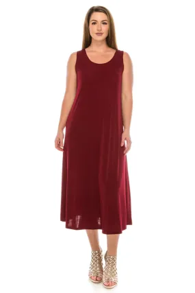 019- JoStar Slinky Sleeveless Long Dress- Burgandy