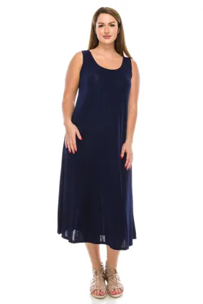 019- Jostar Slinky Sleeveless Long Dress- Navy