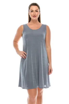 019- Jostar Slinky Sleeveless Short Dress- Grey