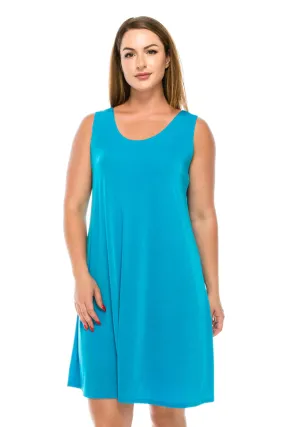 019- Jostar Slinky Sleeveless Short Dress- Turquoise