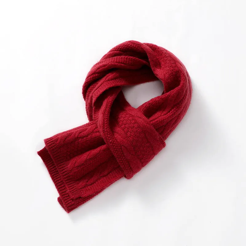 100% Pure Cashmere Thickened Winter Warm Soft Luxurious Solid Colors Knit Warm Scarves