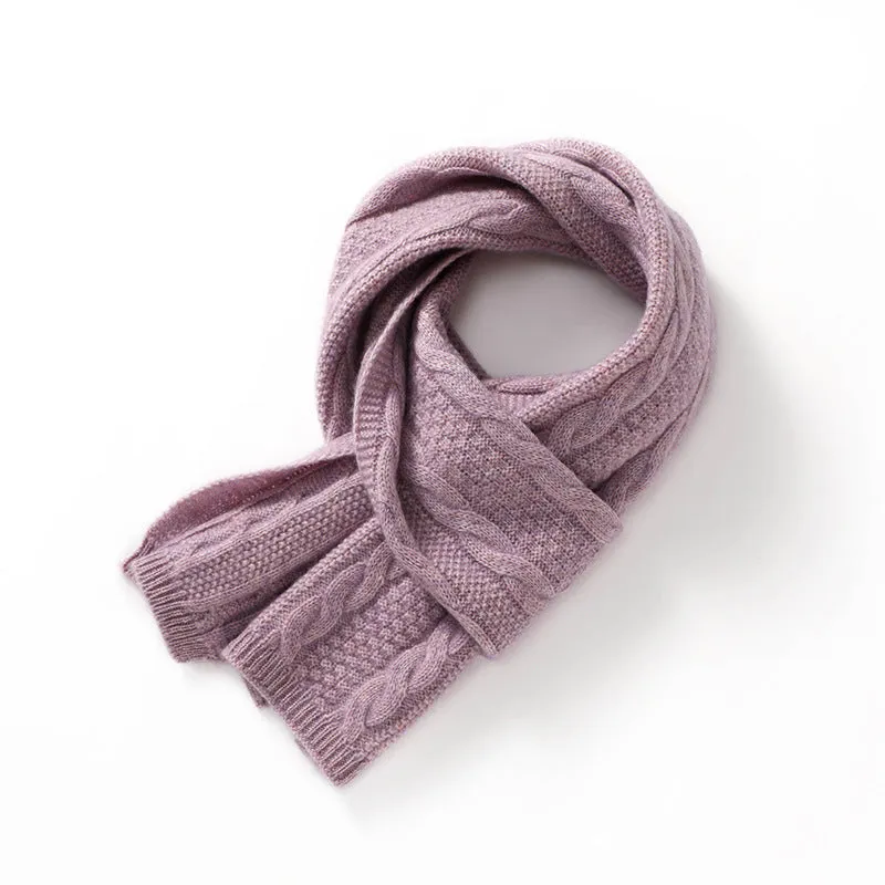 100% Pure Cashmere Thickened Winter Warm Soft Luxurious Solid Colors Knit Warm Scarves