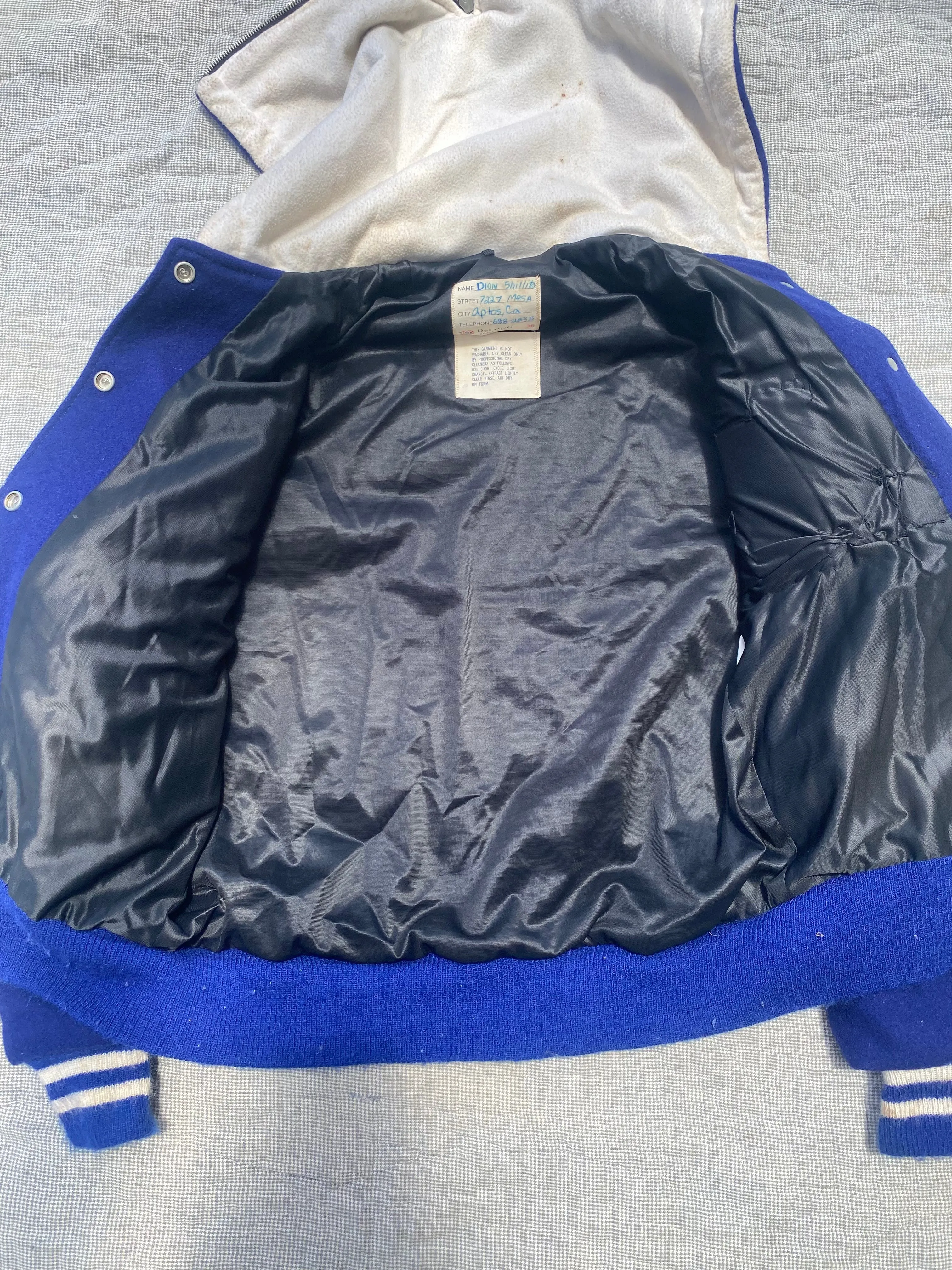 1980s Blue Split Hood Varsity Jacket