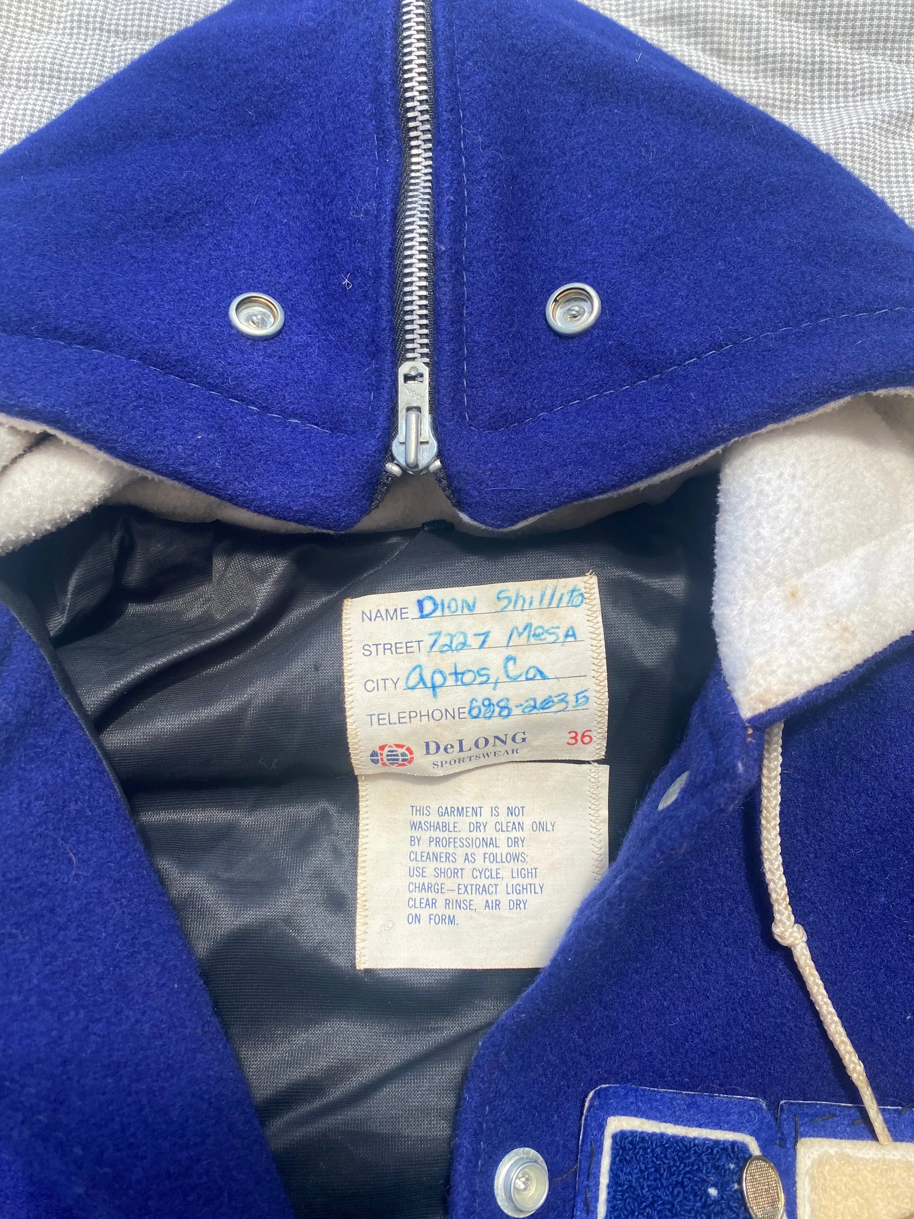 1980s Blue Split Hood Varsity Jacket