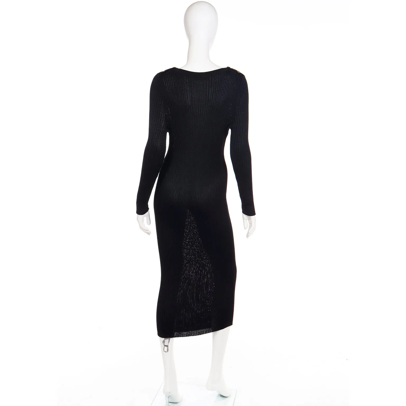 1980s Yves Saint Laurent Vintage Bodycon Black Knit Dress