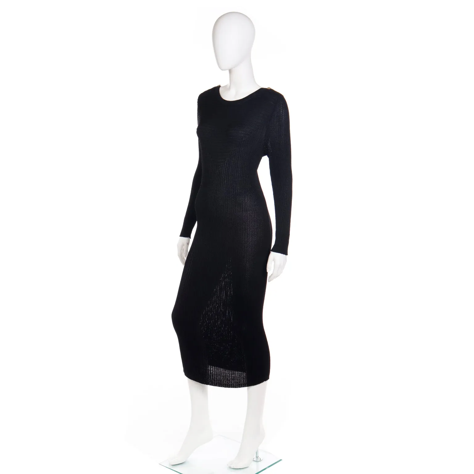 1980s Yves Saint Laurent Vintage Bodycon Black Knit Dress