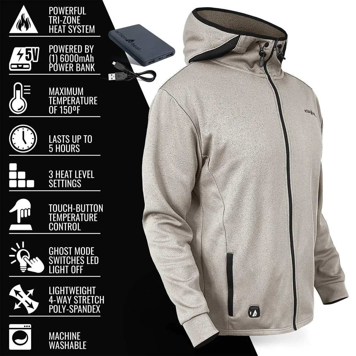 ActionHeat 5V Men's Slim Fit Battery Heated Hoodie