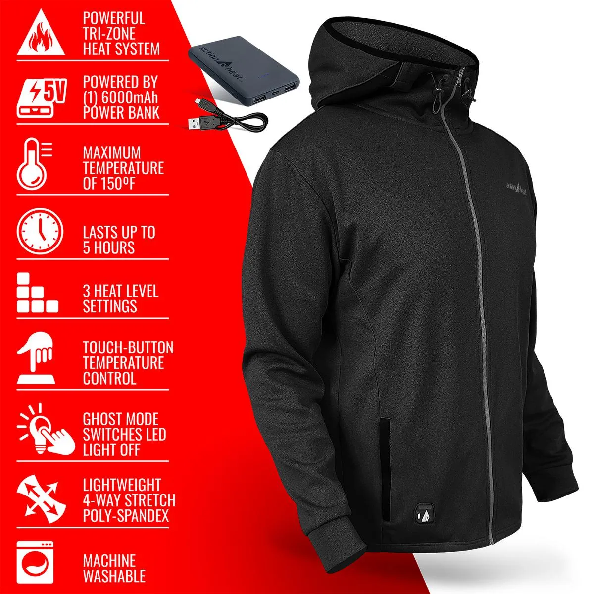 ActionHeat 5V Men's Slim Fit Battery Heated Hoodie