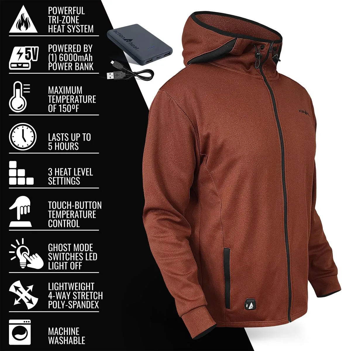 ActionHeat 5V Men's Slim Fit Battery Heated Hoodie