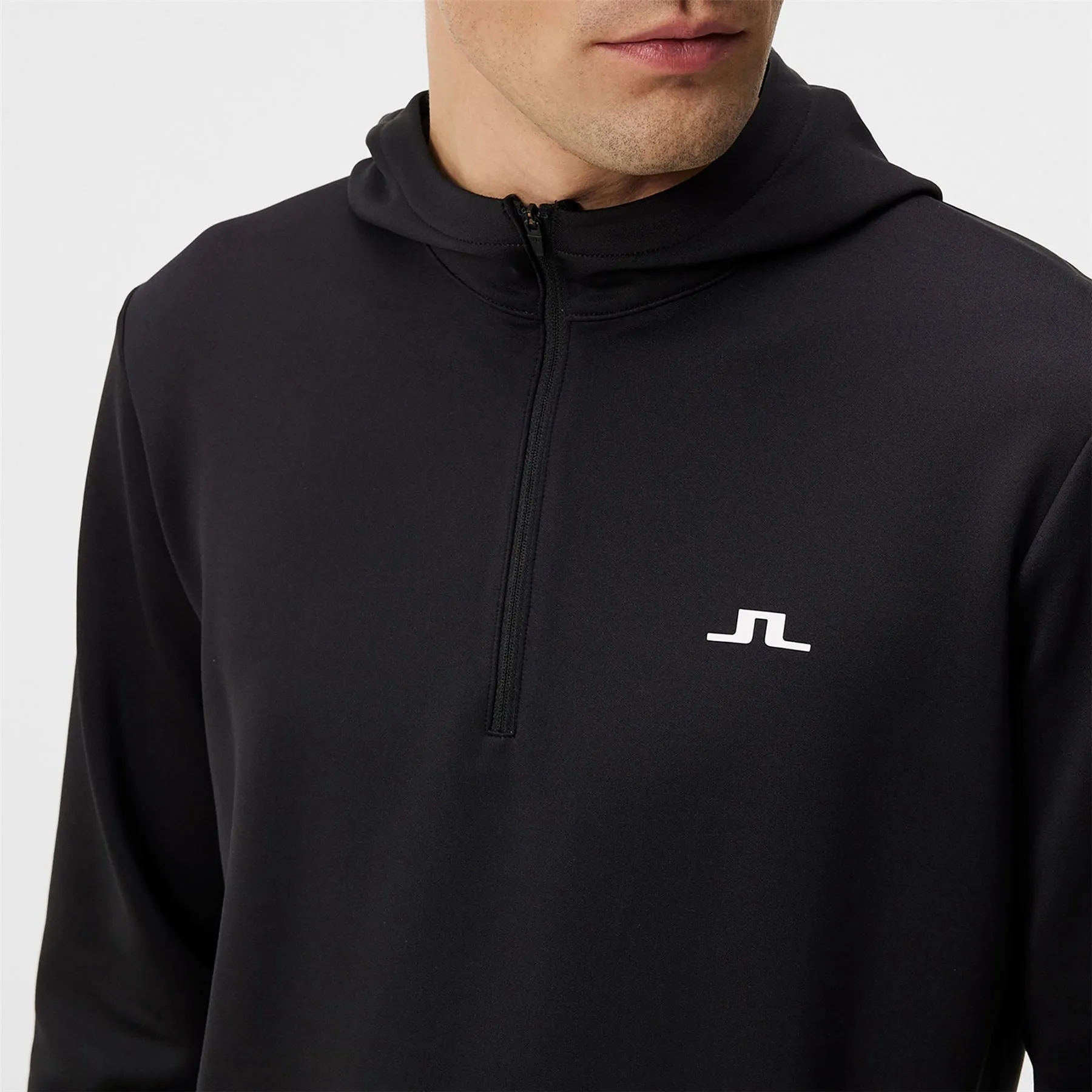 Aerial Regular Fit Quarter Zip Stretch Fleece Hoodie Black - SS24