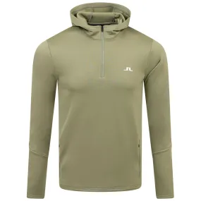 Aerial Regular Fit Quarter Zip Stretch Fleece Hoodie Oil Green - SS24