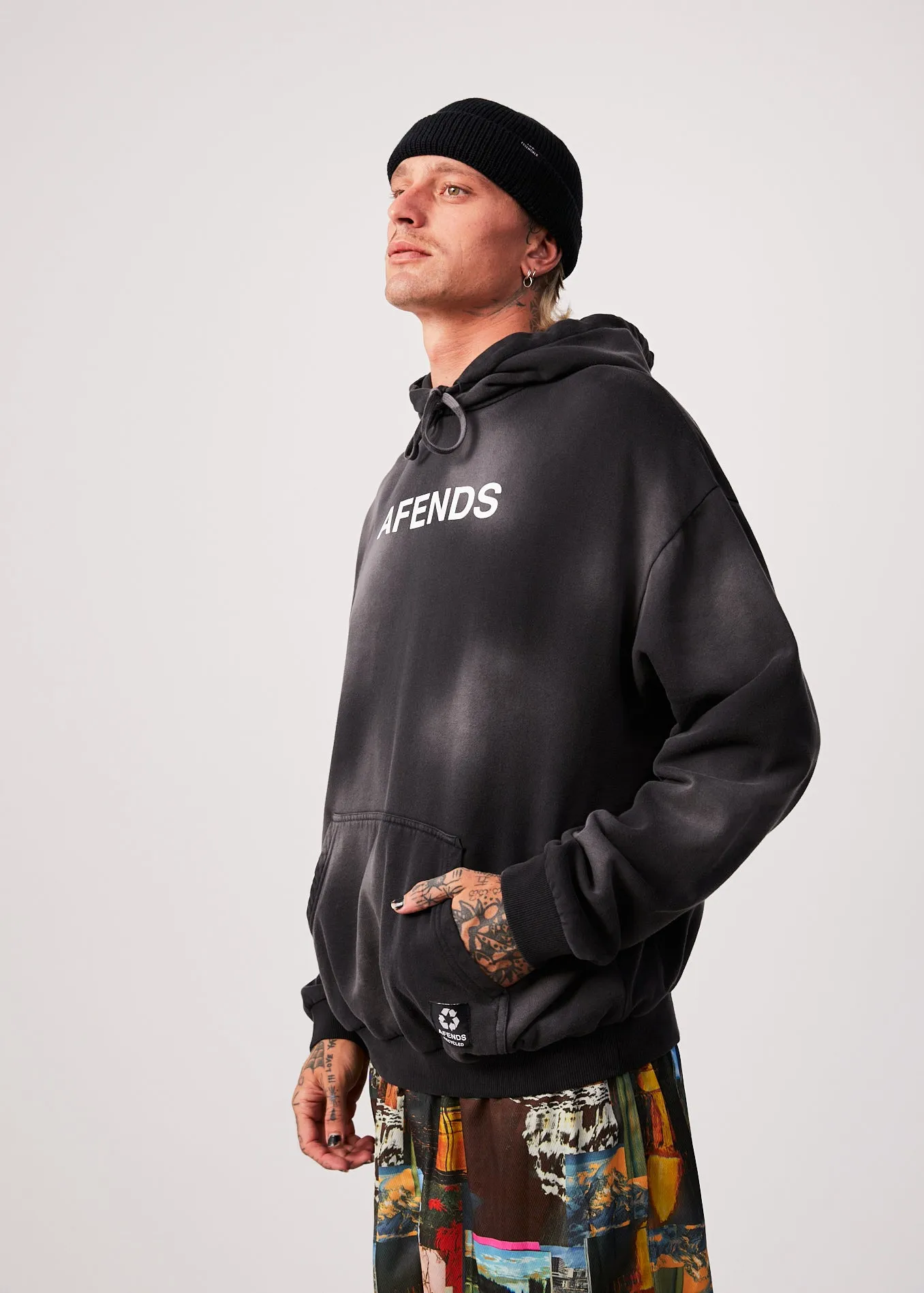 AFENDS Mens Millions - Hoodie - Worn Black