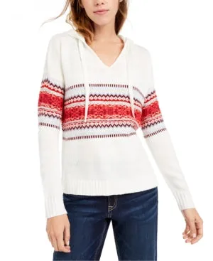 American Rag Junior's Fair Isle Hoodie Sweater White