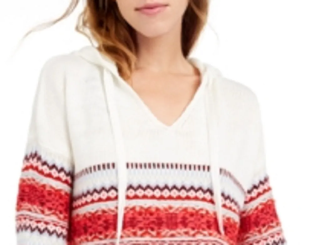 American Rag Junior's Fair Isle Hoodie Sweater White