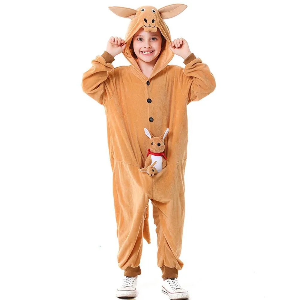 Animal kangaroo kids Kigurumi Pajamas Costume Onesies hooded jumpsuit