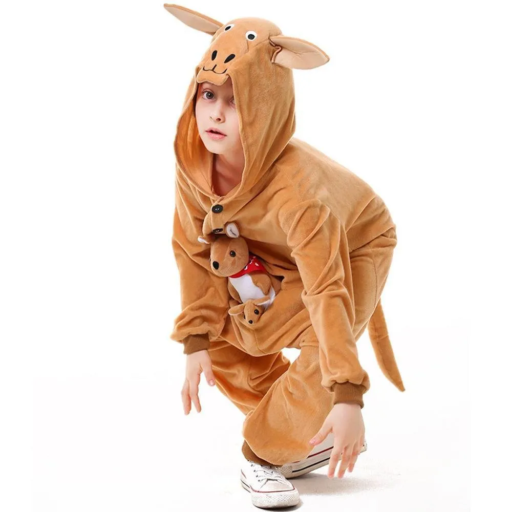 Animal kangaroo kids Kigurumi Pajamas Costume Onesies hooded jumpsuit