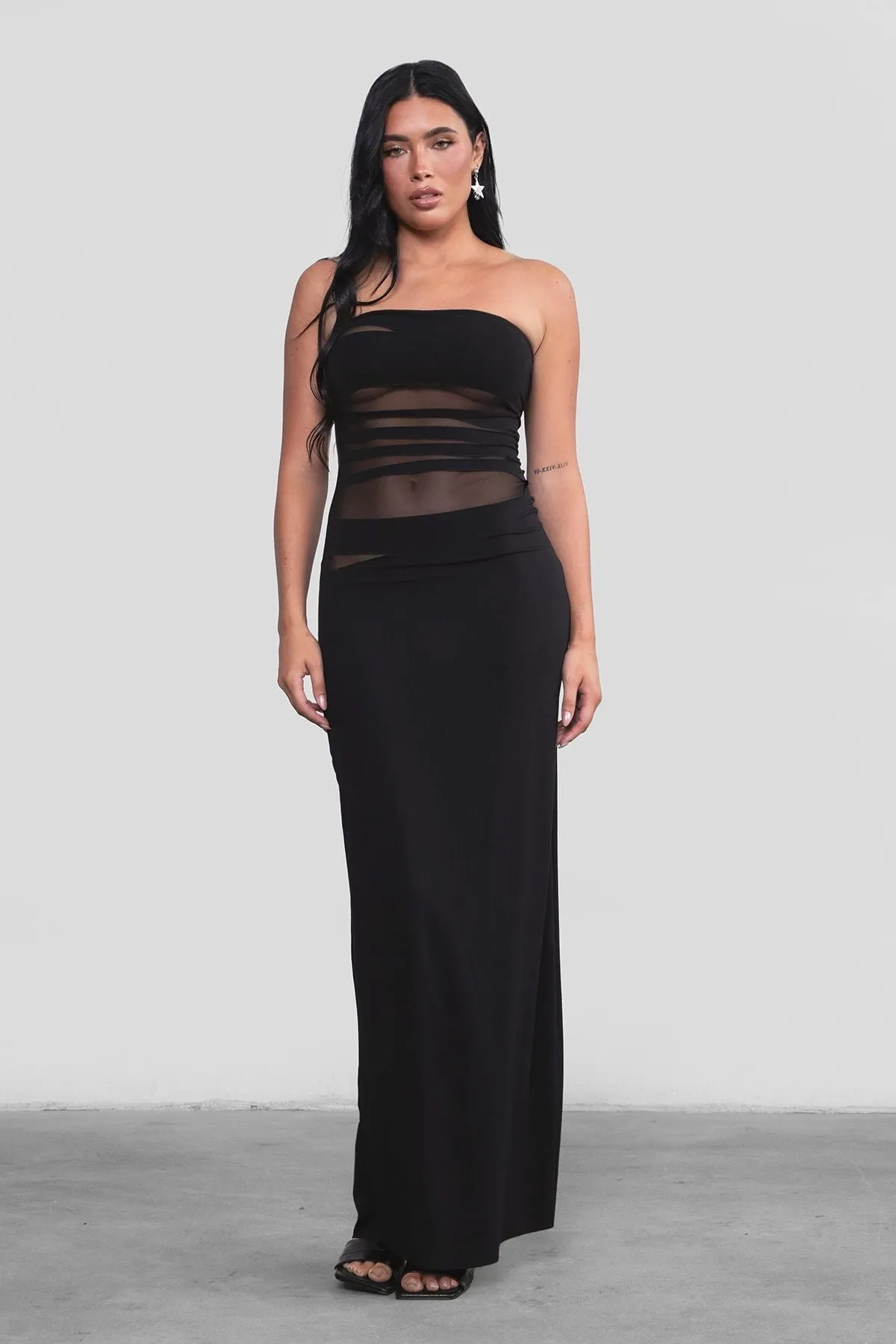 Arianna Shredded Bodycon Maxi Dress