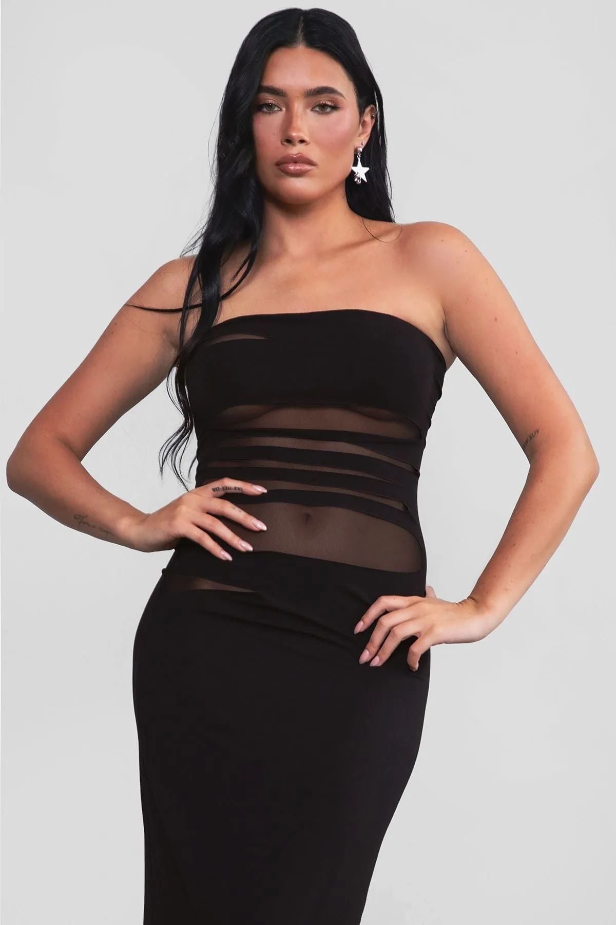 Arianna Shredded Bodycon Maxi Dress