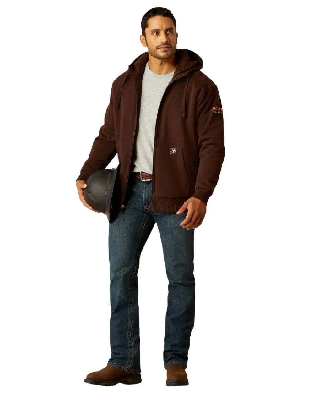 Ariat Mens Rebar All Weather Sherpa Lined Full Zip Hoodie