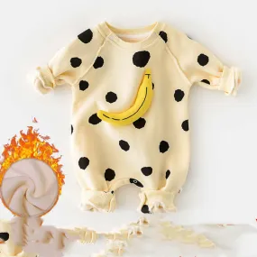 Autumn baby romper baby dot banana print jumpsuit