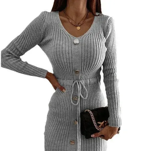 Autumn Winter Cashmere Slim fit Knitted Mini Sweater Dress