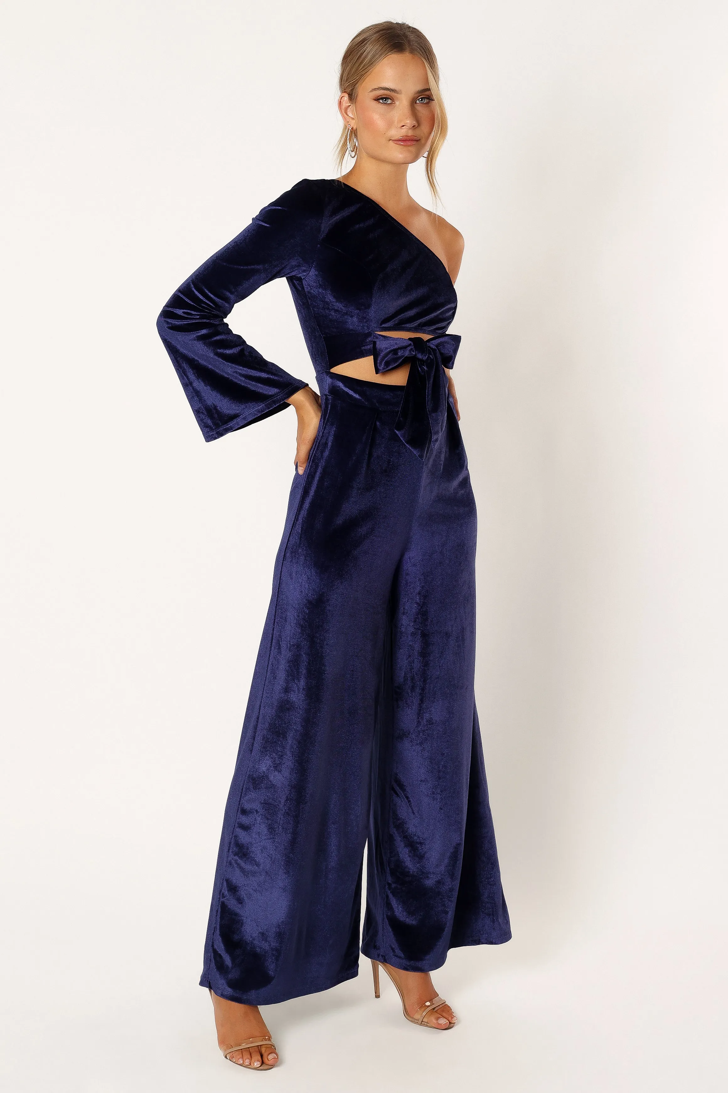 Avery Velvet Jumpsuit - Sapphire