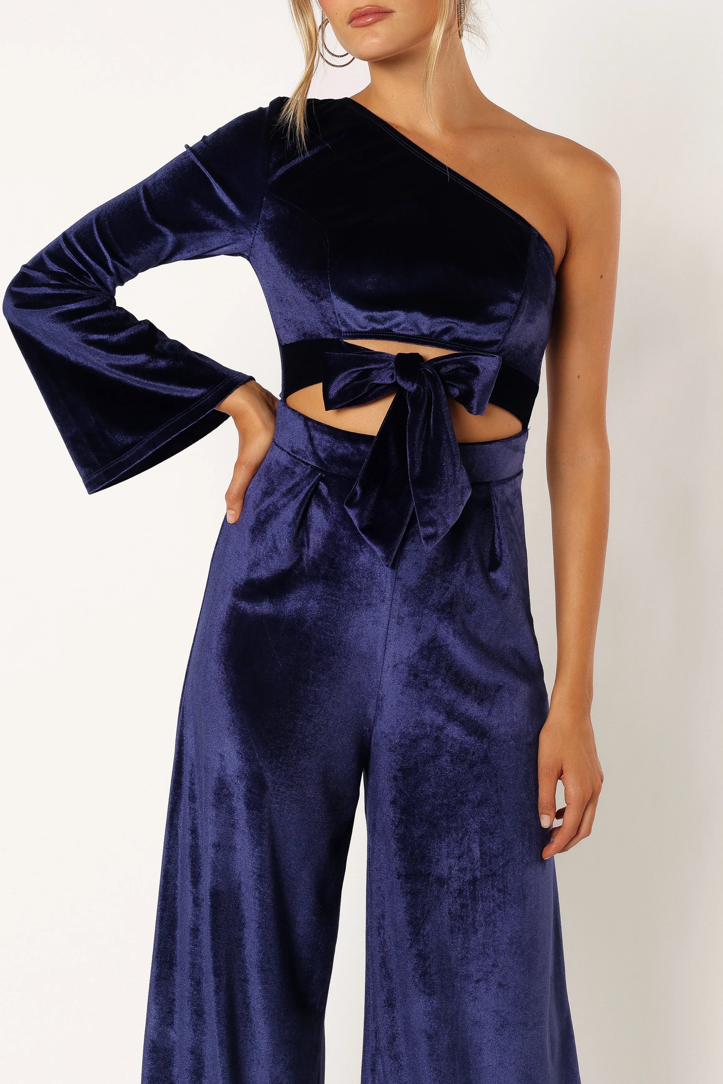 Avery Velvet Jumpsuit - Sapphire