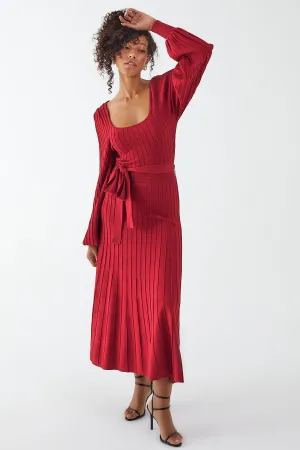 Balloon Sleeve Knit Sweater Dress