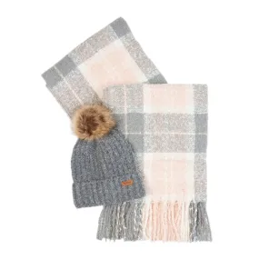 Barbour Ladies Saltburn Beanie & Tartan Scarf Set