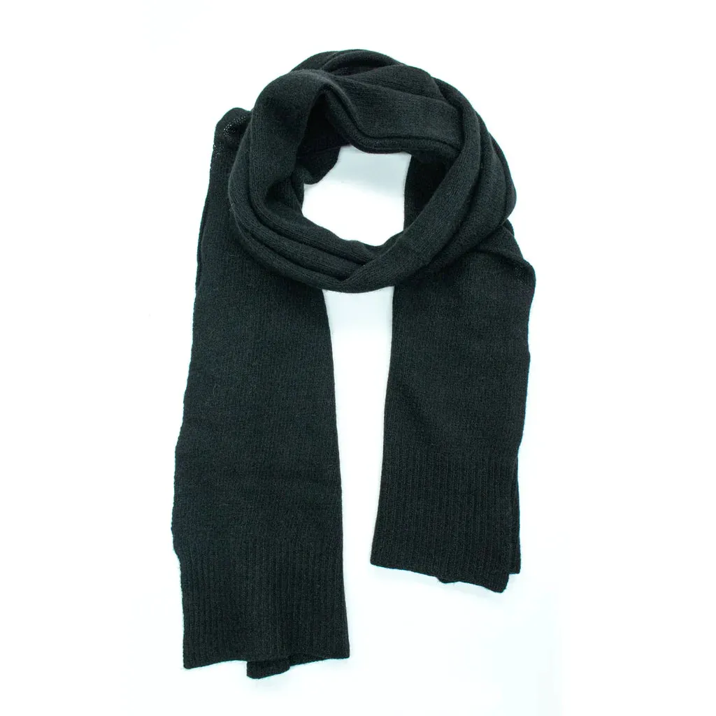 BLACK Italian Ribbed Edge Cashmere Wrap/Scarf