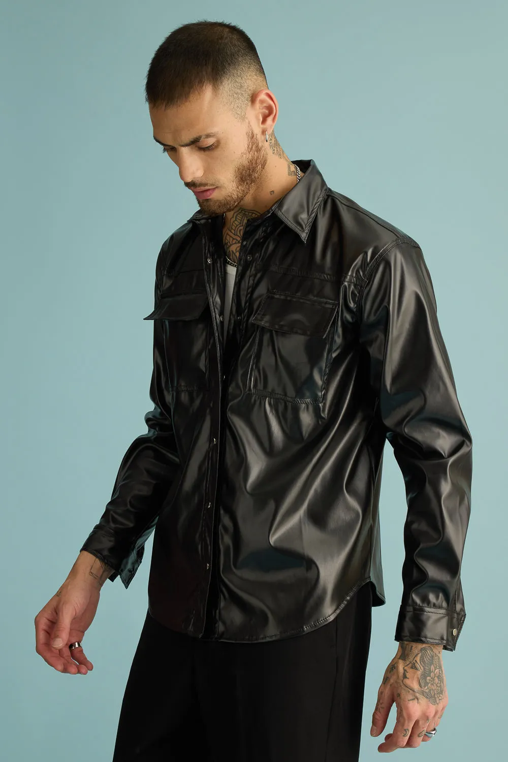 Black Leather Serpent Men's Jacket