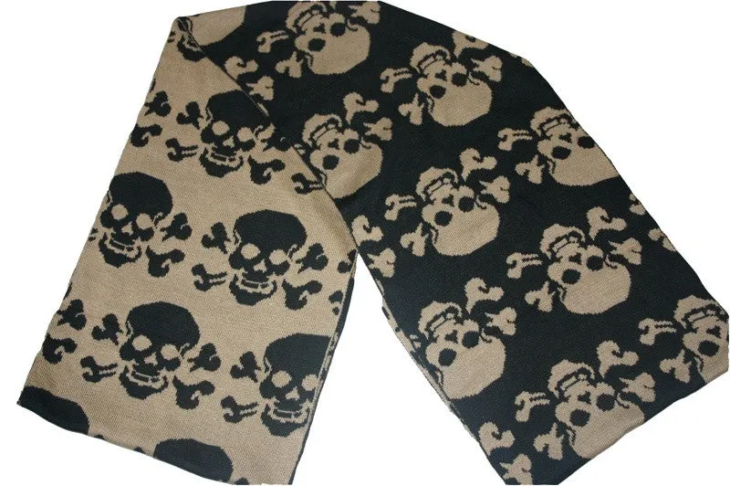 Black Woollen Skull Scarf