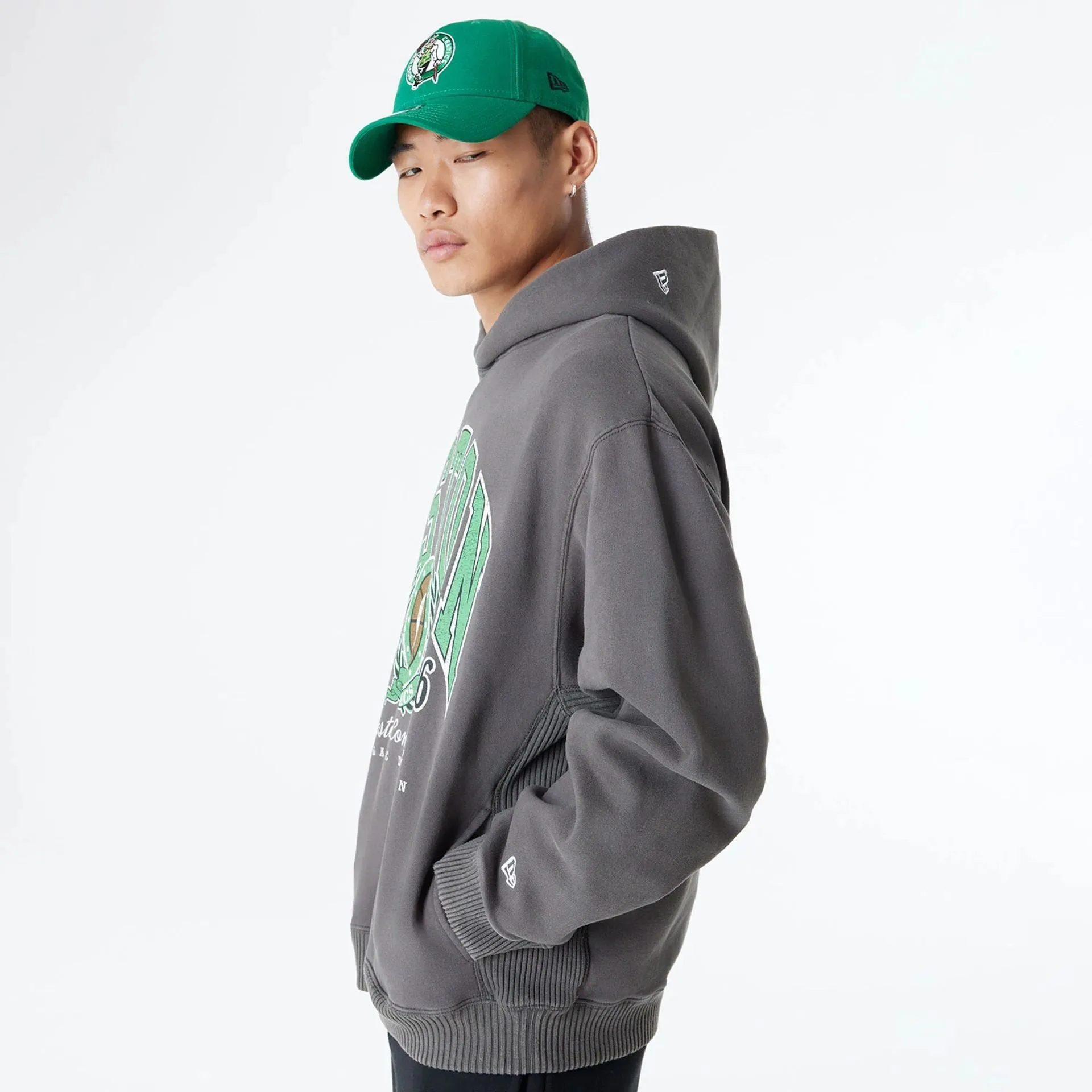 Boston Celtics Oversized Essential Dark Grey Oversized Pullover Hoodie