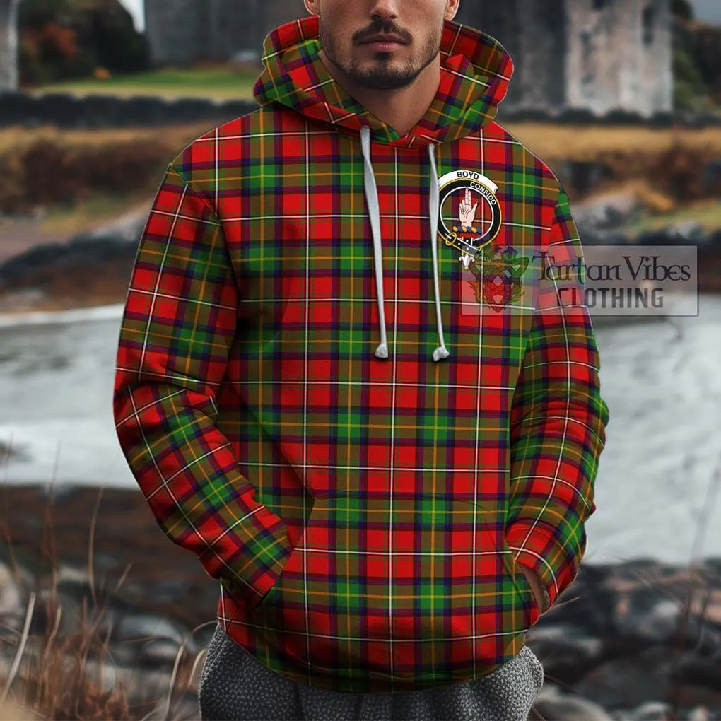 Boyd Tartan Cotton Hoodie with Family Crest