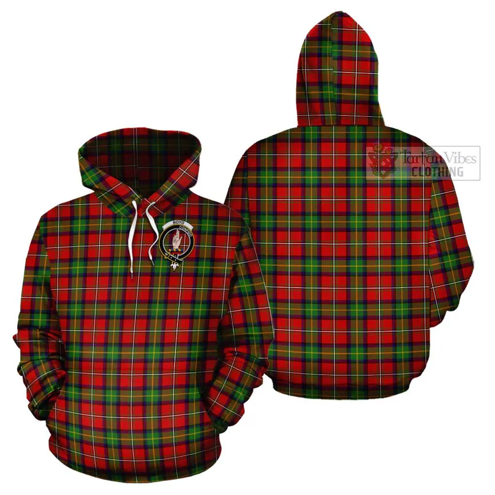 Boyd Tartan Cotton Hoodie with Family Crest