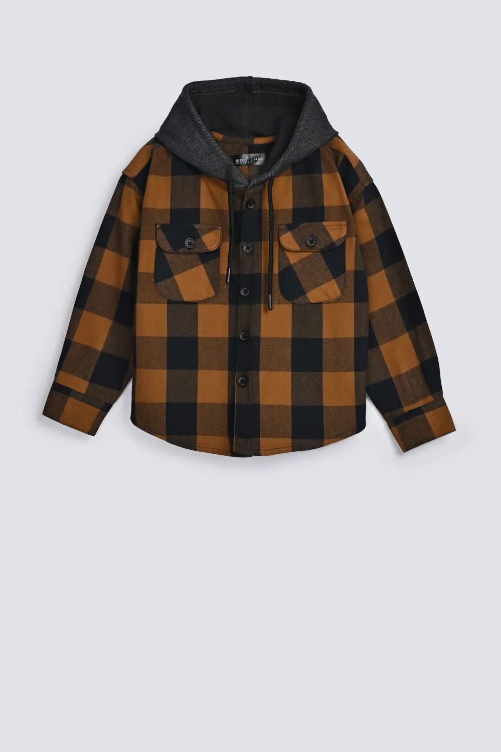 BOYS HOODED CHECKERED SHACKET