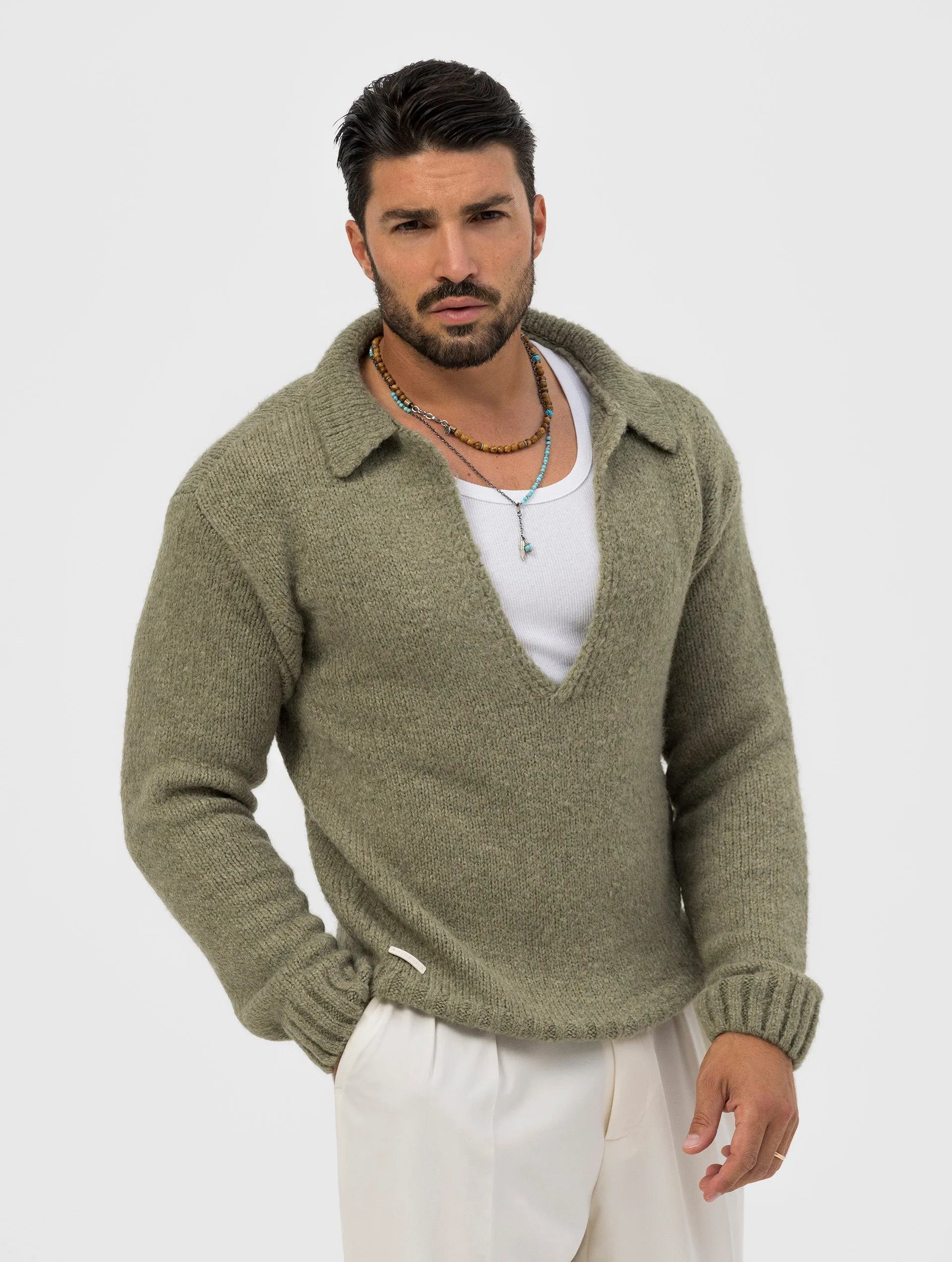 BRAD POLO SWEATER IN GREEN