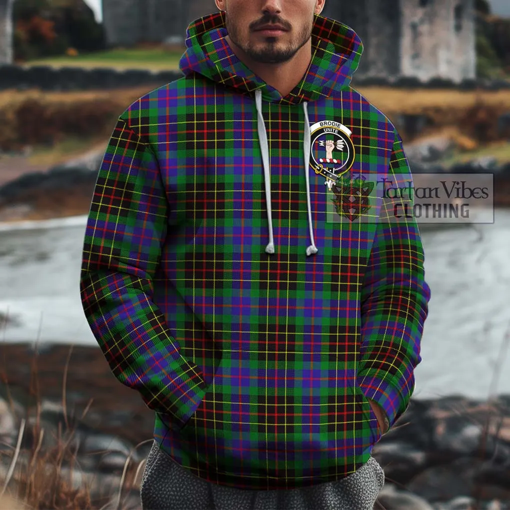 Brodie Hunting Modern Tartan Cotton Hoodie with Family Crest