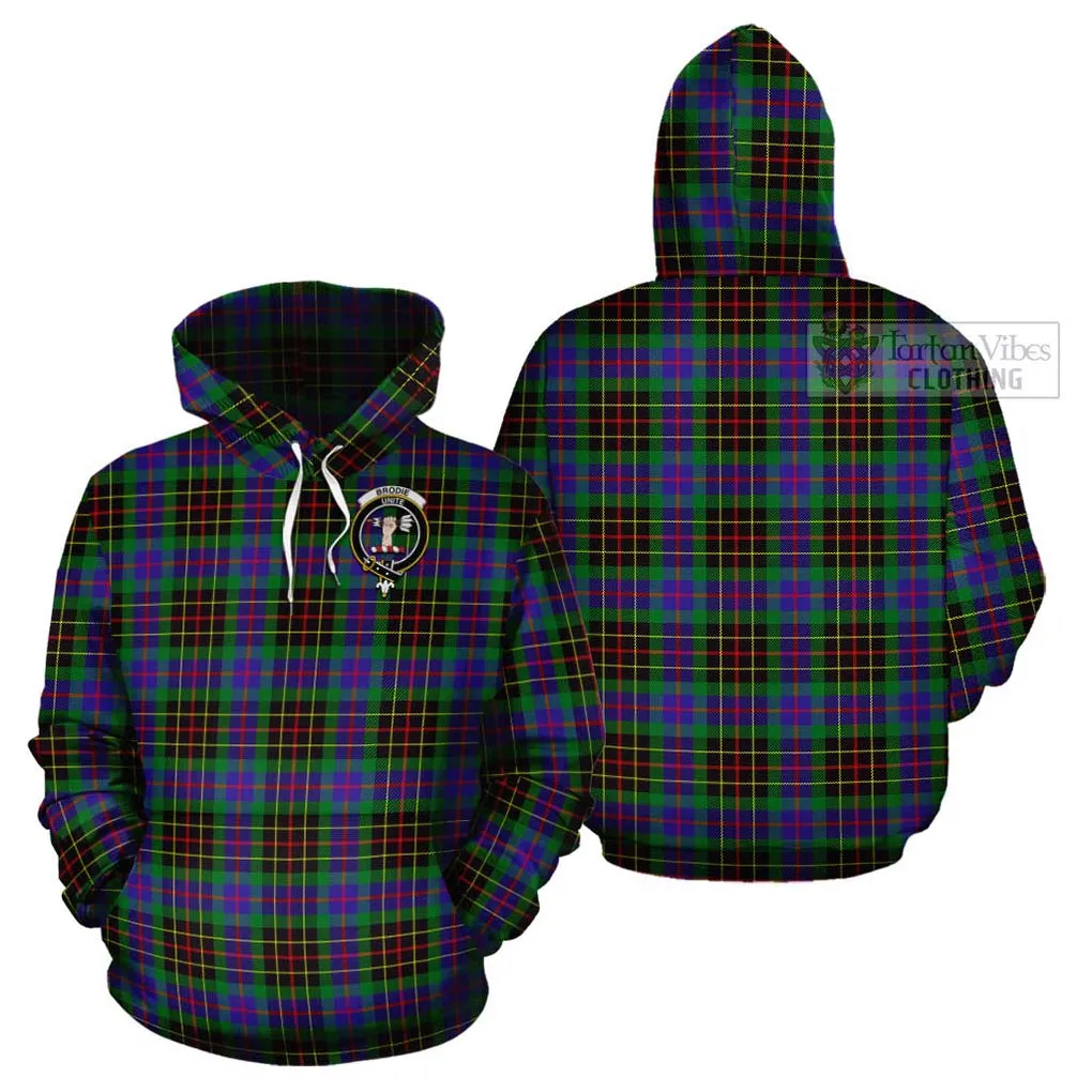 Brodie Hunting Modern Tartan Cotton Hoodie with Family Crest