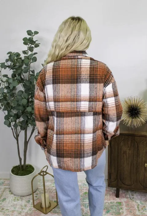 Brown Plaid Shacket - #7689-7693