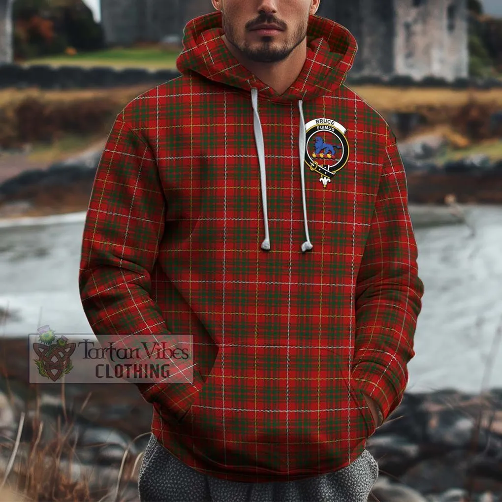 Bruce Tartan Cotton Hoodie with Family Crest