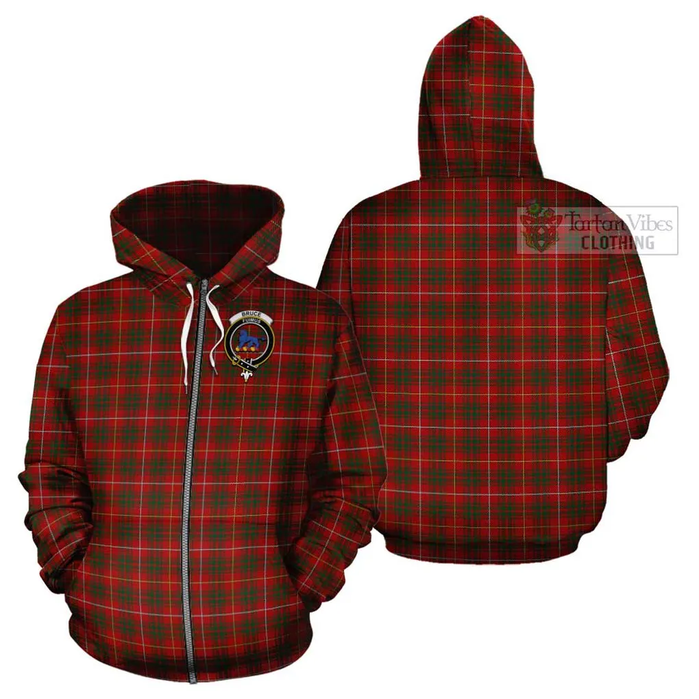 Bruce Tartan Cotton Hoodie with Family Crest