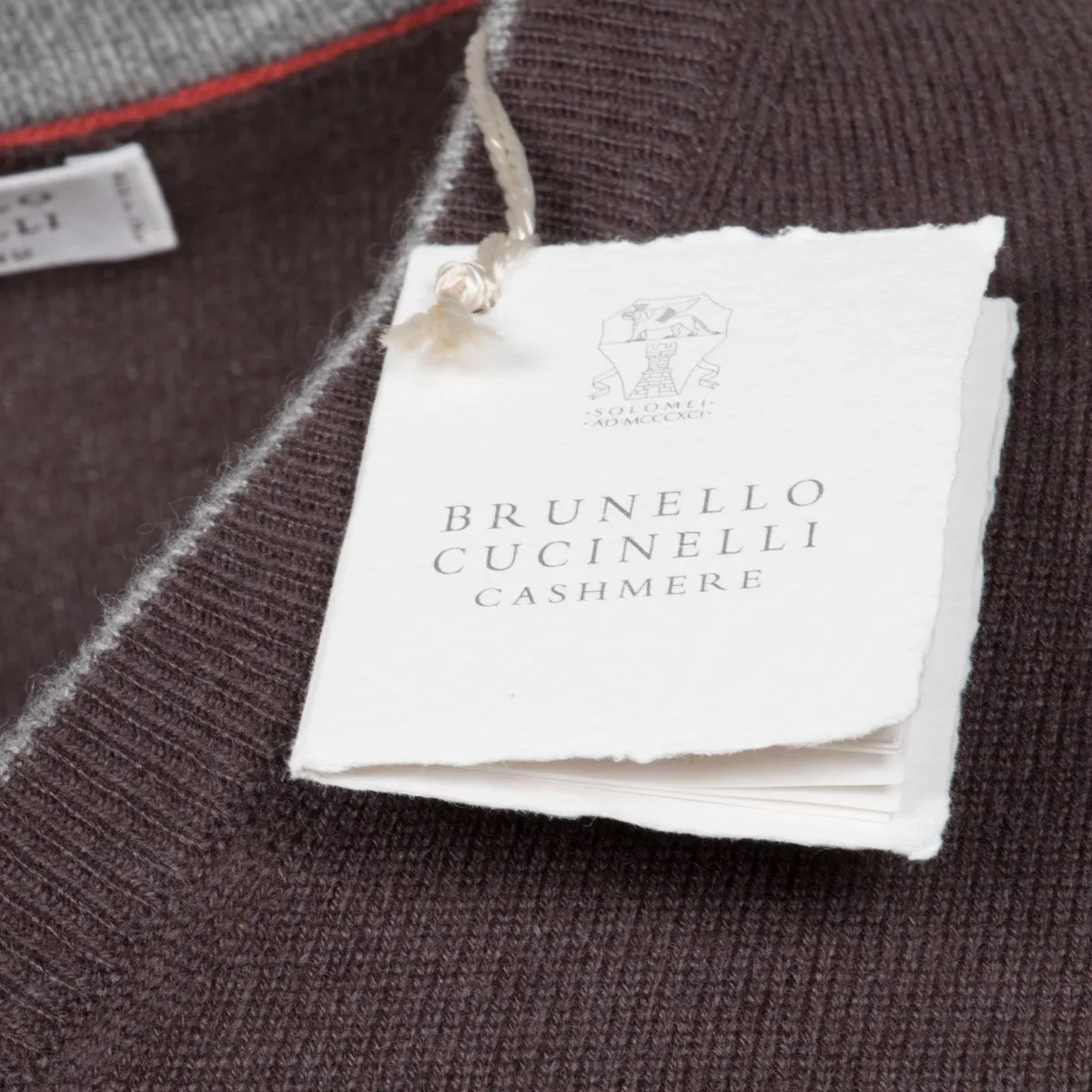 Brunello Cucinelli Classic V-Neck Cashmere Sweater in Brown