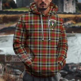 Buchanan Old Dress Tartan Cotton Hoodie with Family Crest