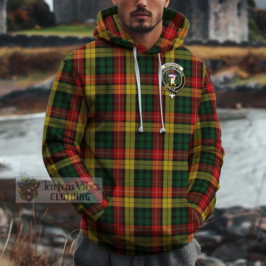 Buchanan Tartan Cotton Hoodie with Family Crest