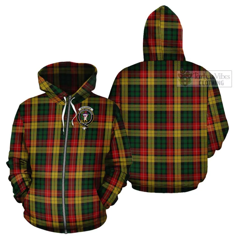 Buchanan Tartan Cotton Hoodie with Family Crest