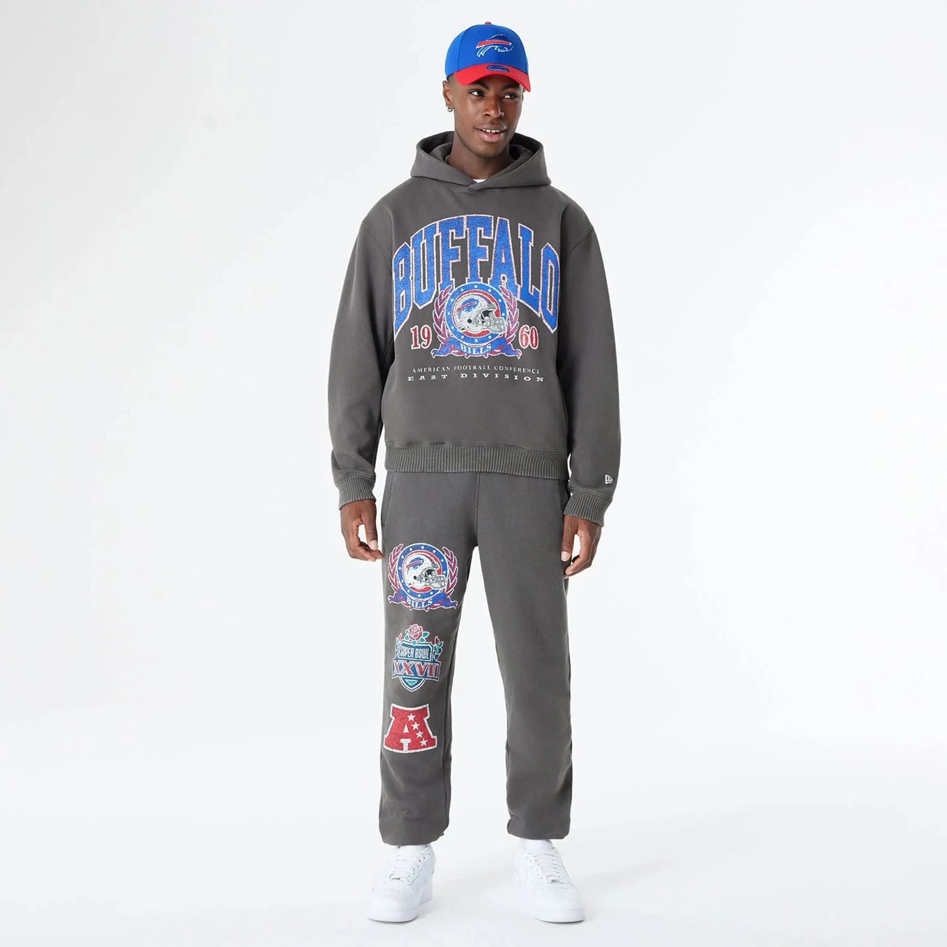 Buffalo Bills Oversized Essential Dark Grey Oversized Pullover Hoodie