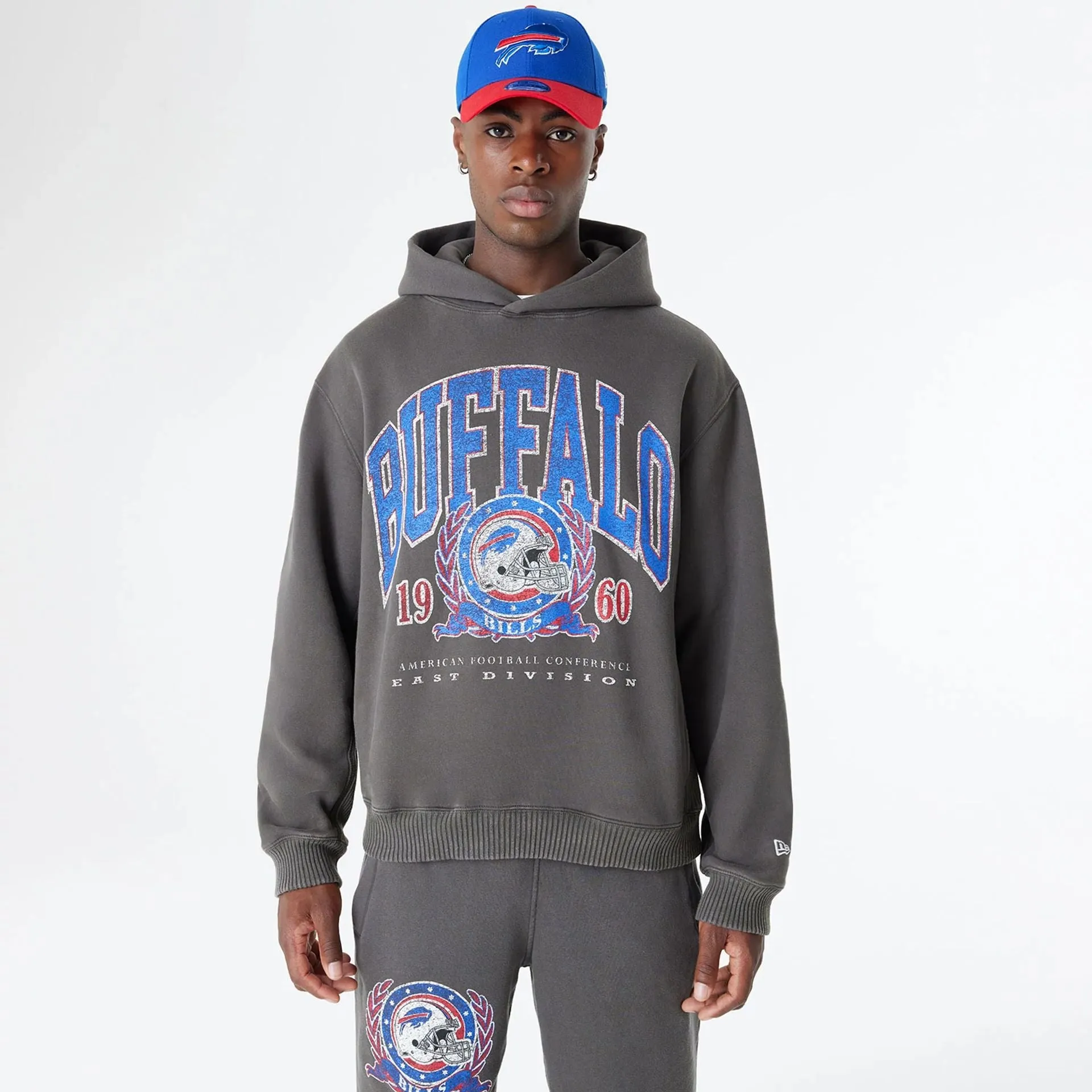 Buffalo Bills Oversized Essential Dark Grey Oversized Pullover Hoodie